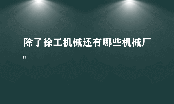 除了徐工机械还有哪些机械厂