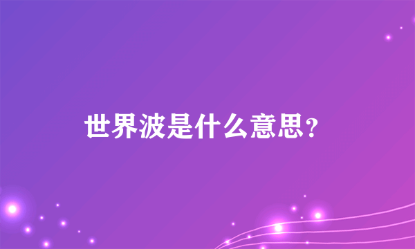 世界波是什么意思？