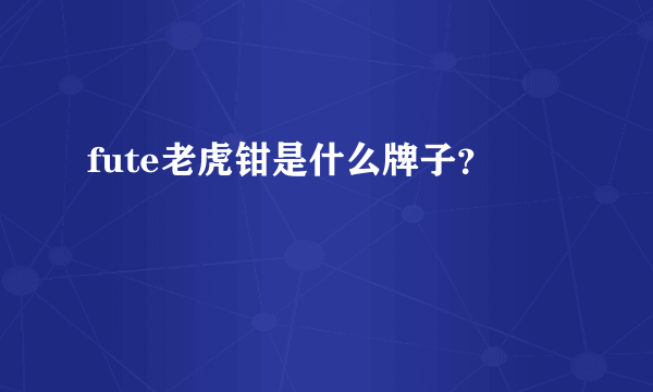 fute老虎钳是什么牌子？