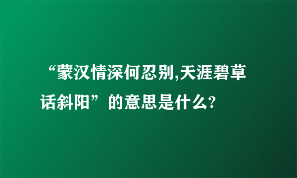 “蒙汉情深何忍别,天涯碧草话斜阳”的意思是什么?