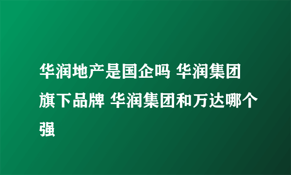 华润地产是国企吗 华润集团旗下品牌 华润集团和万达哪个强