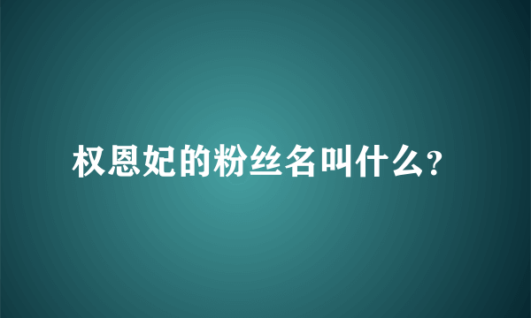 权恩妃的粉丝名叫什么？