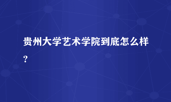 贵州大学艺术学院到底怎么样？