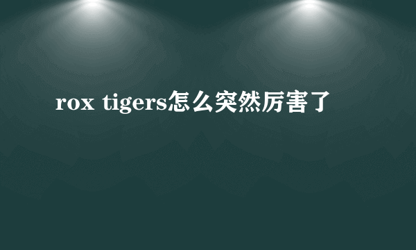 rox tigers怎么突然厉害了