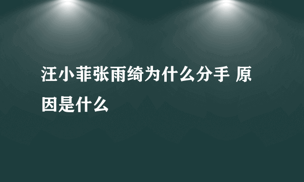 汪小菲张雨绮为什么分手 原因是什么