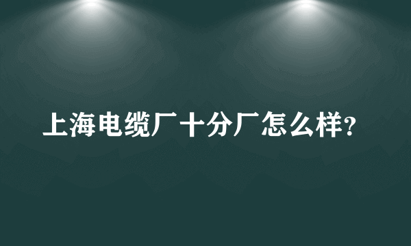 上海电缆厂十分厂怎么样？