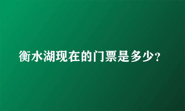 衡水湖现在的门票是多少？