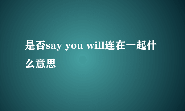 是否say you will连在一起什么意思