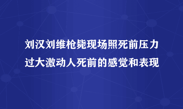 刘汉刘维枪毙现场照死前压力过大激动人死前的感觉和表现