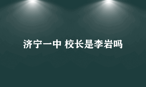 济宁一中 校长是李岩吗