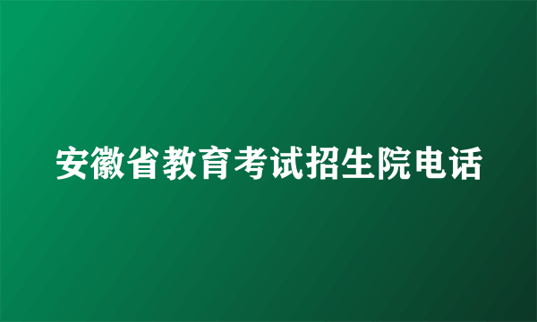 安徽省教育考试招生院电话