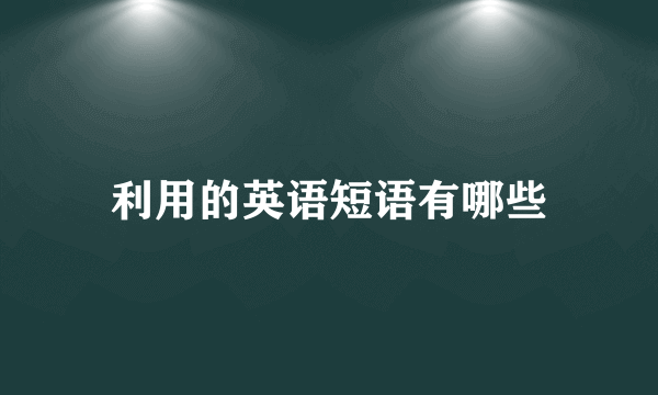 利用的英语短语有哪些