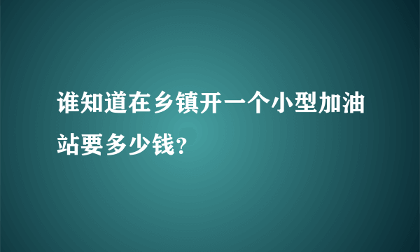 谁知道在乡镇开一个小型加油站要多少钱？