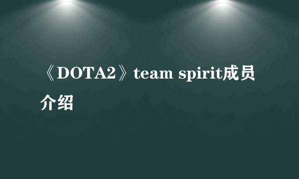 《DOTA2》team spirit成员介绍