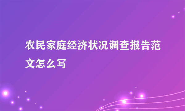 农民家庭经济状况调查报告范文怎么写