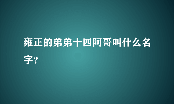 雍正的弟弟十四阿哥叫什么名字？