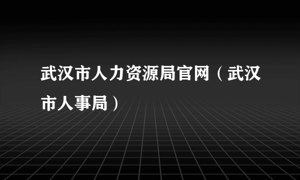 武汉市人力资源局官网（武汉市人事局）