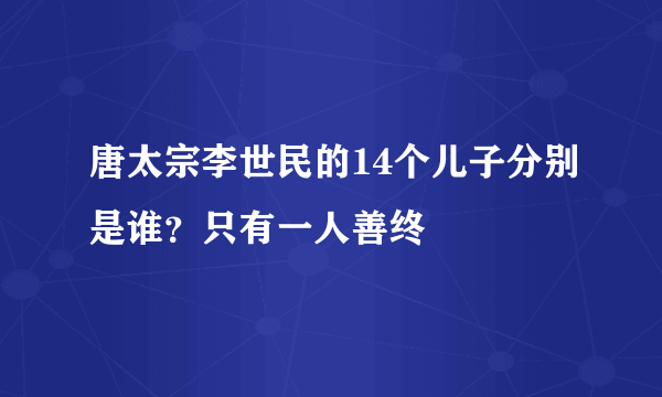 唐太宗李世民的14个儿子分别是谁？只有一人善终