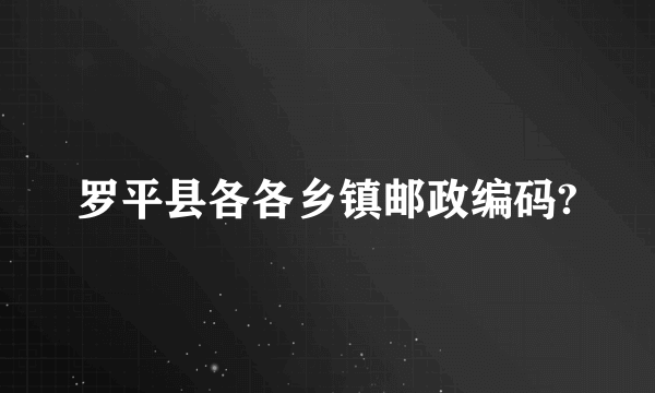 罗平县各各乡镇邮政编码?