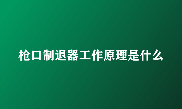 枪口制退器工作原理是什么