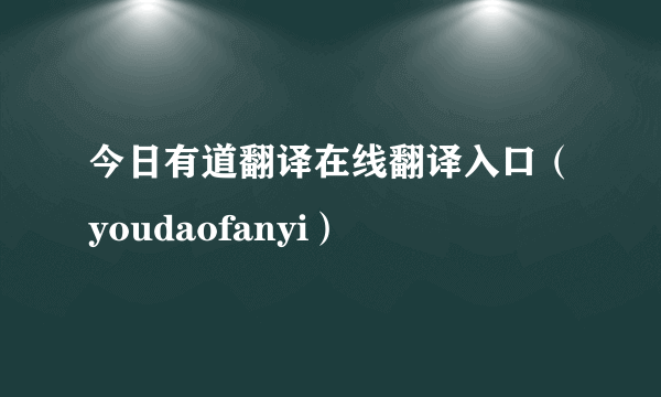 今日有道翻译在线翻译入口（youdaofanyi）