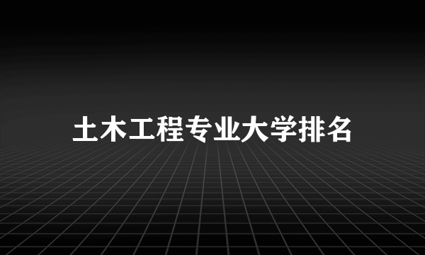 土木工程专业大学排名