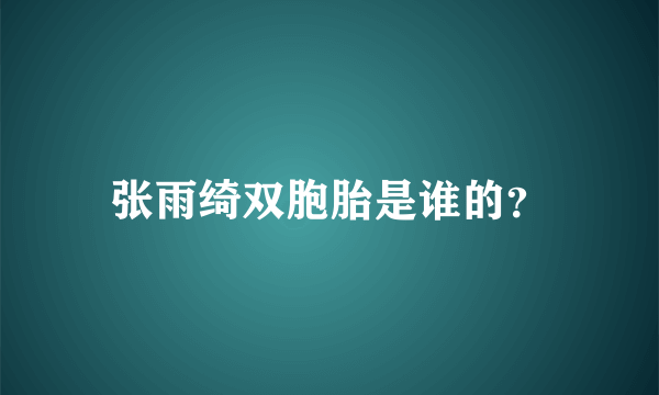 张雨绮双胞胎是谁的？