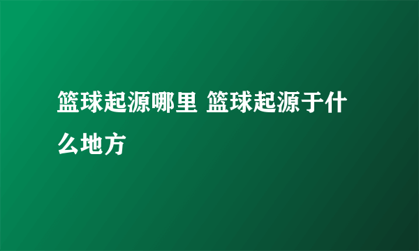 篮球起源哪里 篮球起源于什么地方