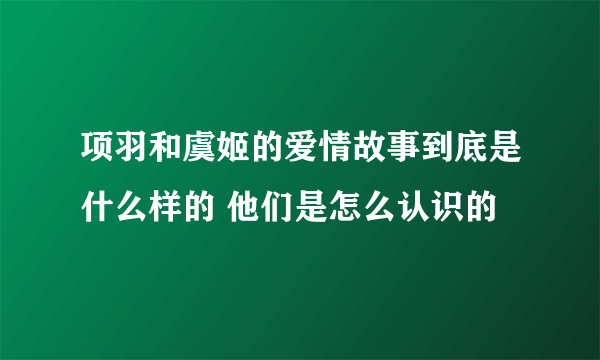 项羽和虞姬的爱情故事到底是什么样的 他们是怎么认识的