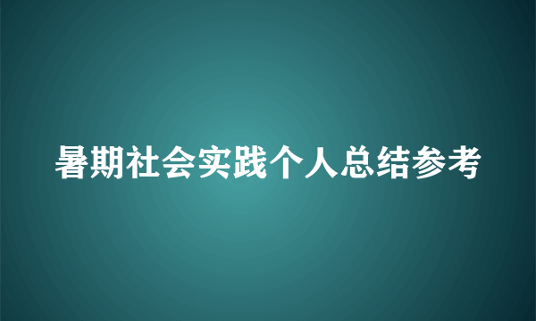 暑期社会实践个人总结参考