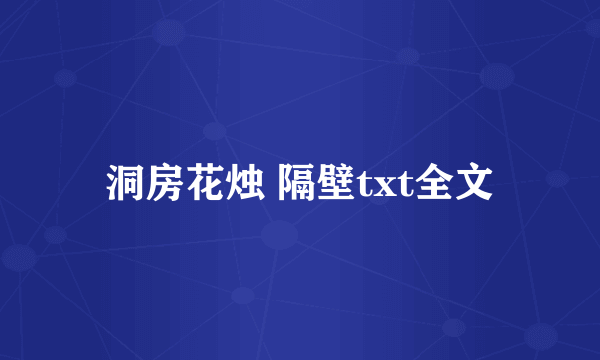 洞房花烛 隔壁txt全文