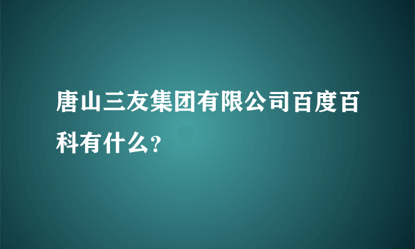 唐山三友集团有限公司百度百科有什么？