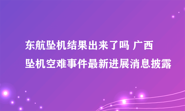 东航坠机结果出来了吗 广西坠机空难事件最新进展消息披露