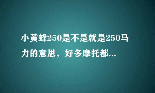 小黄蜂250是不是就是250马力的意思，好多摩托都这类型的名字！