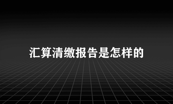 汇算清缴报告是怎样的