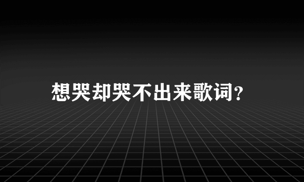 想哭却哭不出来歌词？