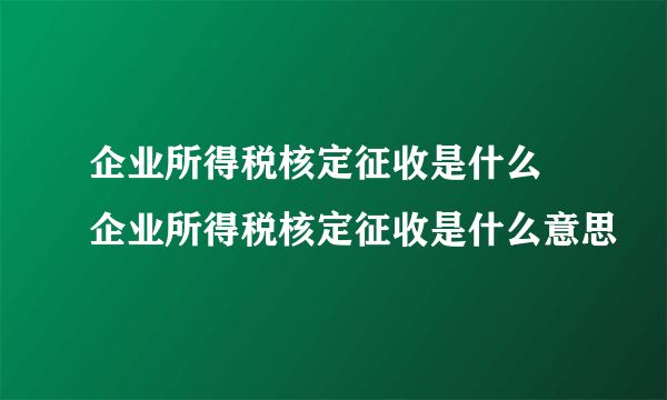 企业所得税核定征收是什么 企业所得税核定征收是什么意思