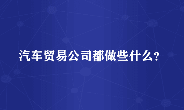 汽车贸易公司都做些什么？