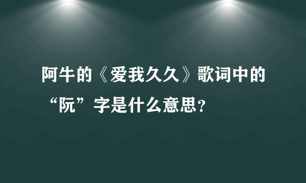 阿牛的《爱我久久》歌词中的“阮”字是什么意思？