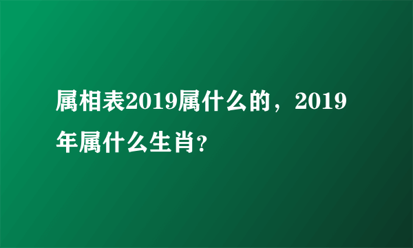 属相表2019属什么的，2019年属什么生肖？