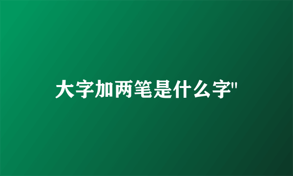 大字加两笔是什么字