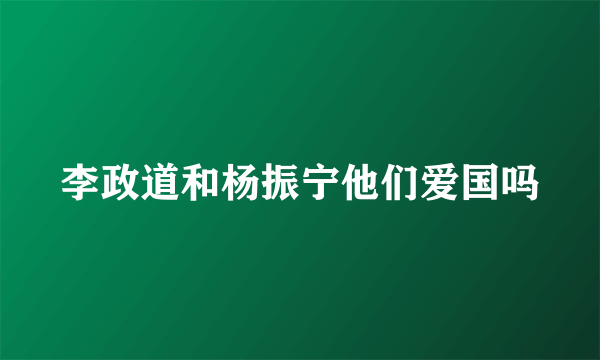 李政道和杨振宁他们爱国吗