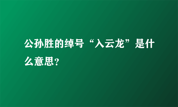 公孙胜的绰号“入云龙”是什么意思？