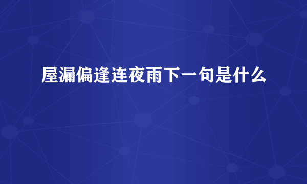 屋漏偏逢连夜雨下一句是什么