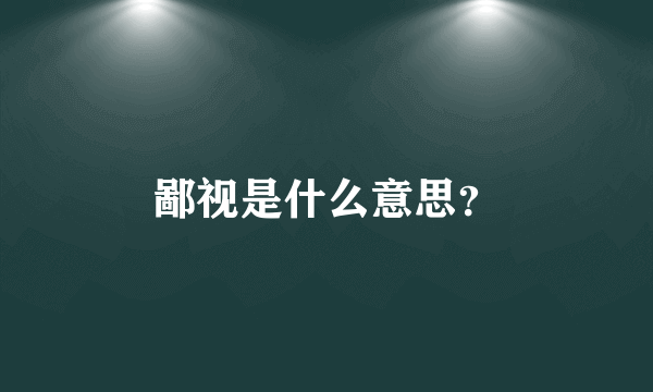 鄙视是什么意思？