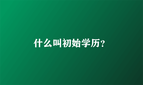 什么叫初始学历？