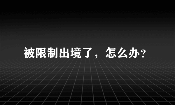 被限制出境了，怎么办？