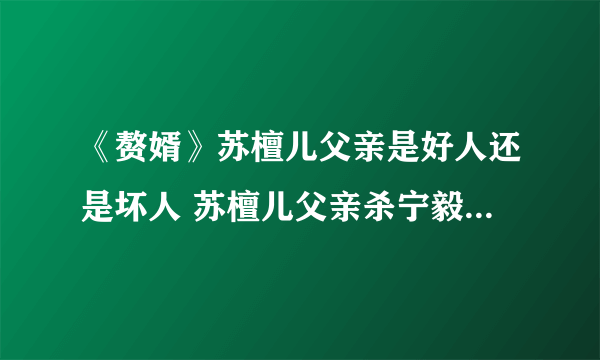 《赘婿》苏檀儿父亲是好人还是坏人 苏檀儿父亲杀宁毅的原因是什么