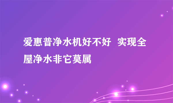 爱惠普净水机好不好  实现全屋净水非它莫属