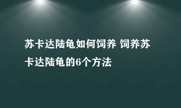 苏卡达陆龟如何饲养 饲养苏卡达陆龟的6个方法